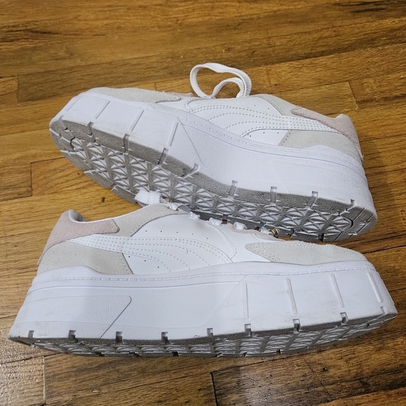 Puma White Tan Mayze Stacked Platform Lace Up Sneakers Shoes Size 8.5 - Picture 8 of 16
